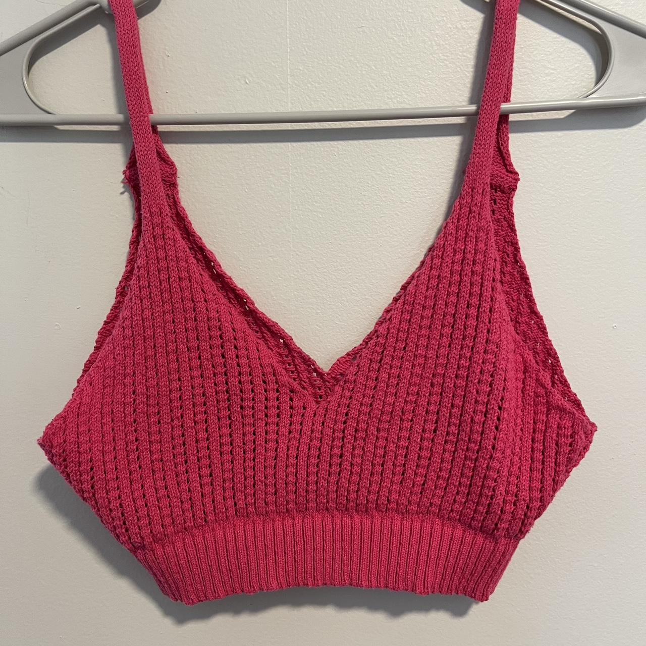 Hot pink Zara crochet top. Perfect for summer or a... - Depop