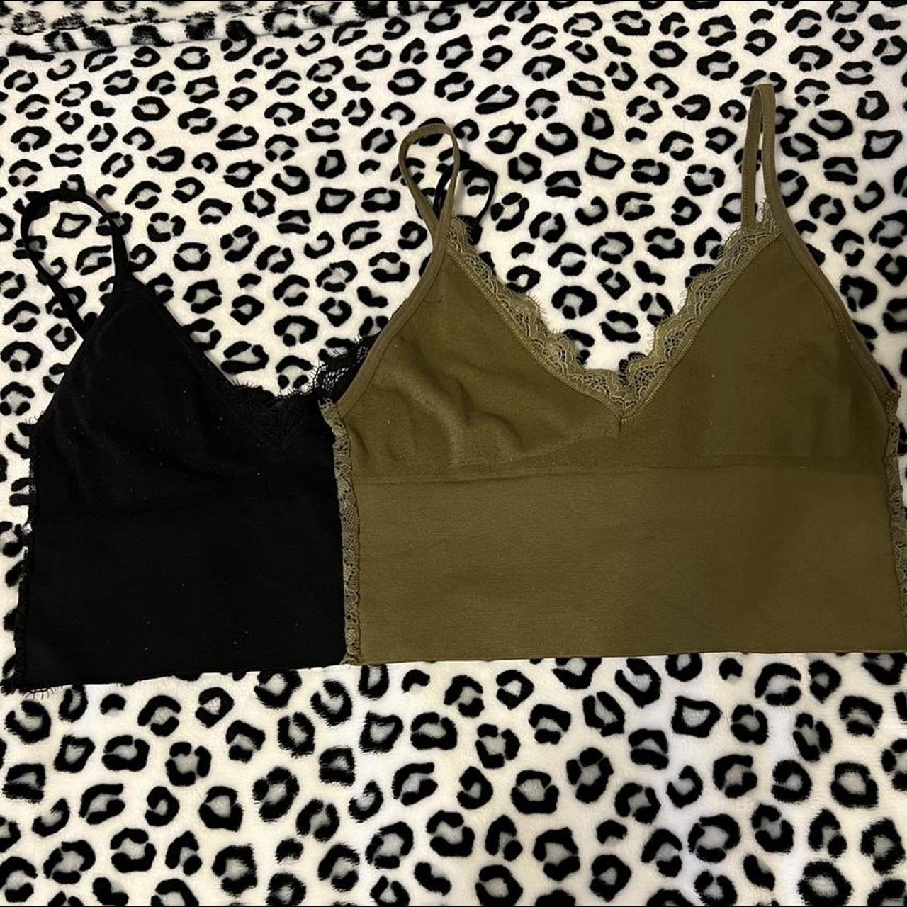Black and Green Matching cropped Lace Cami #lace - Depop