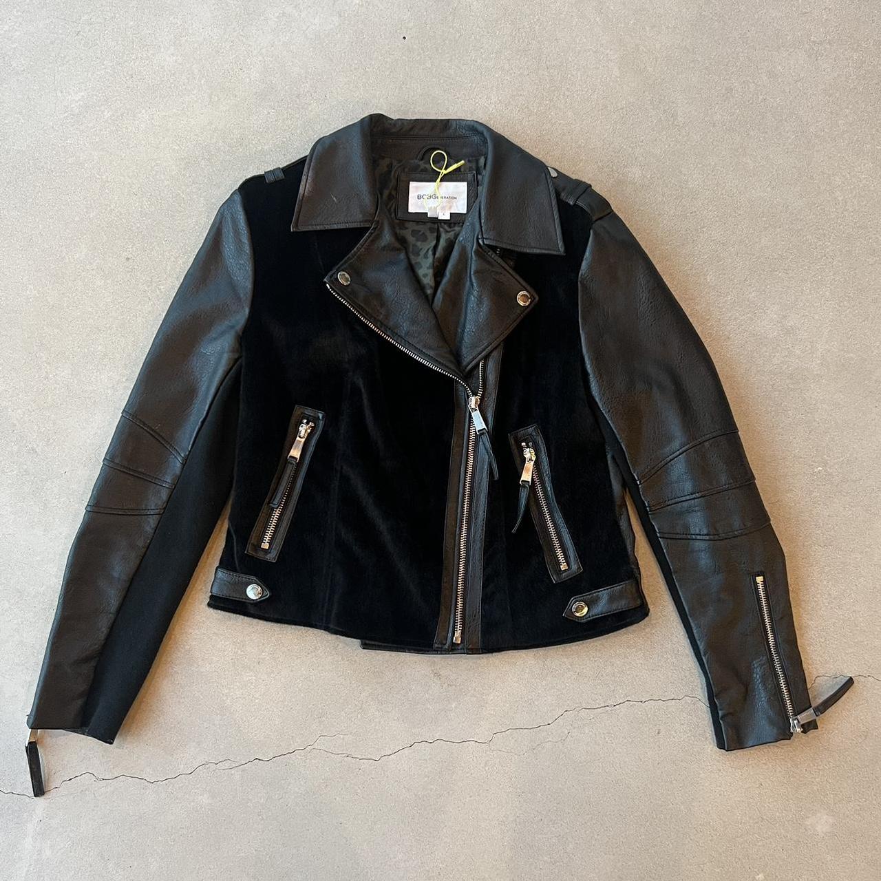 BCBGeneration faux leather and fur moto jacket Depop