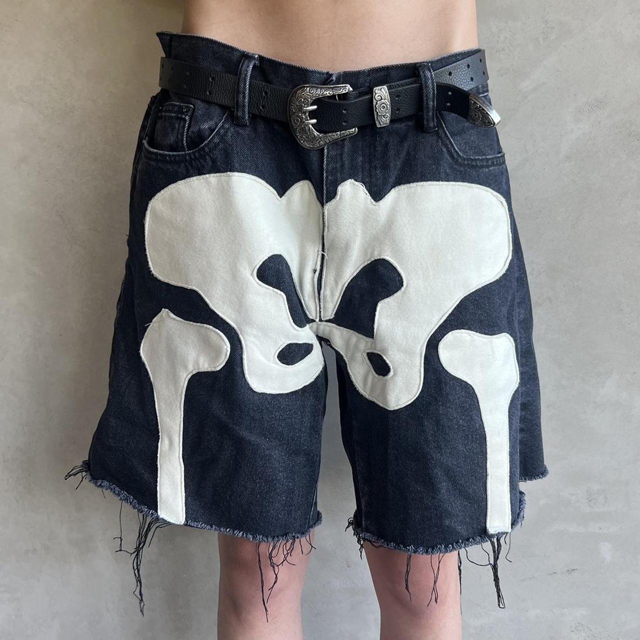 mnml skeleton shorts ☠️ these black jorts are so sick... Depop