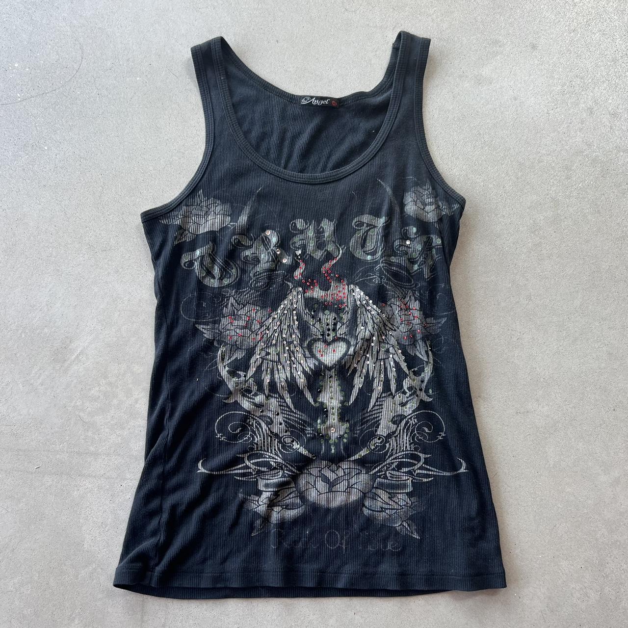 grunge y2k tank top from angel 💋 this bedazzled tank | Depop