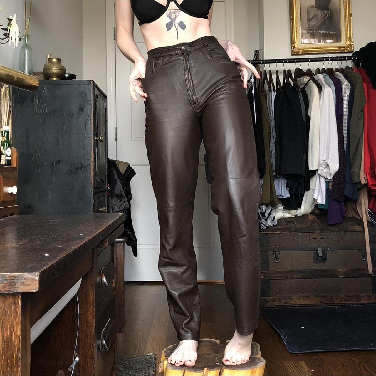 On hold 🍓 Vintage leather pants • Chocolate brown... - Depop