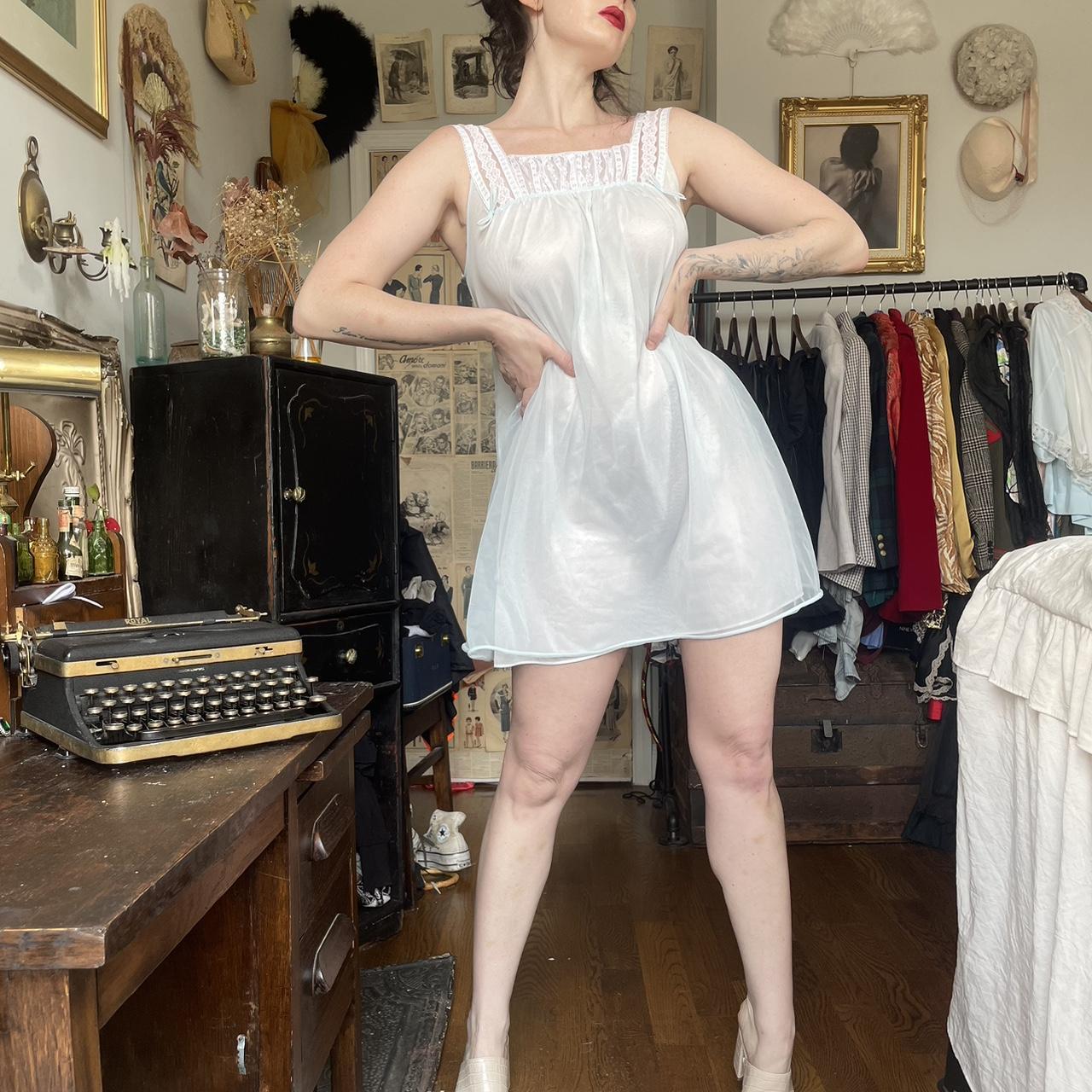 White Vintage Chiffon Babydoll Nighties Vintage 60s Chiffon