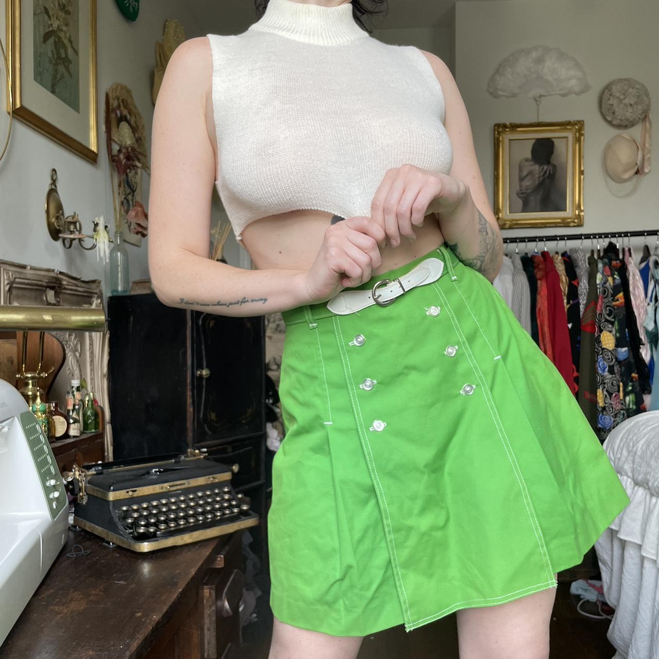 Vintage 60s mini skirt skort • Retro green sporty | Depop