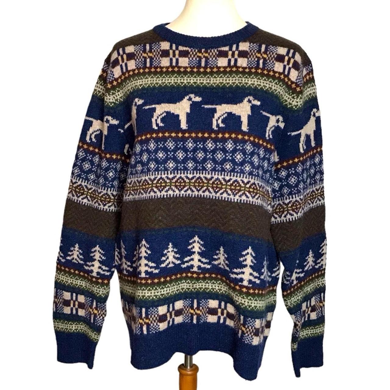 J. Crew Labrador Dog Fair Isle Wool Navy Blue Knit. Depop