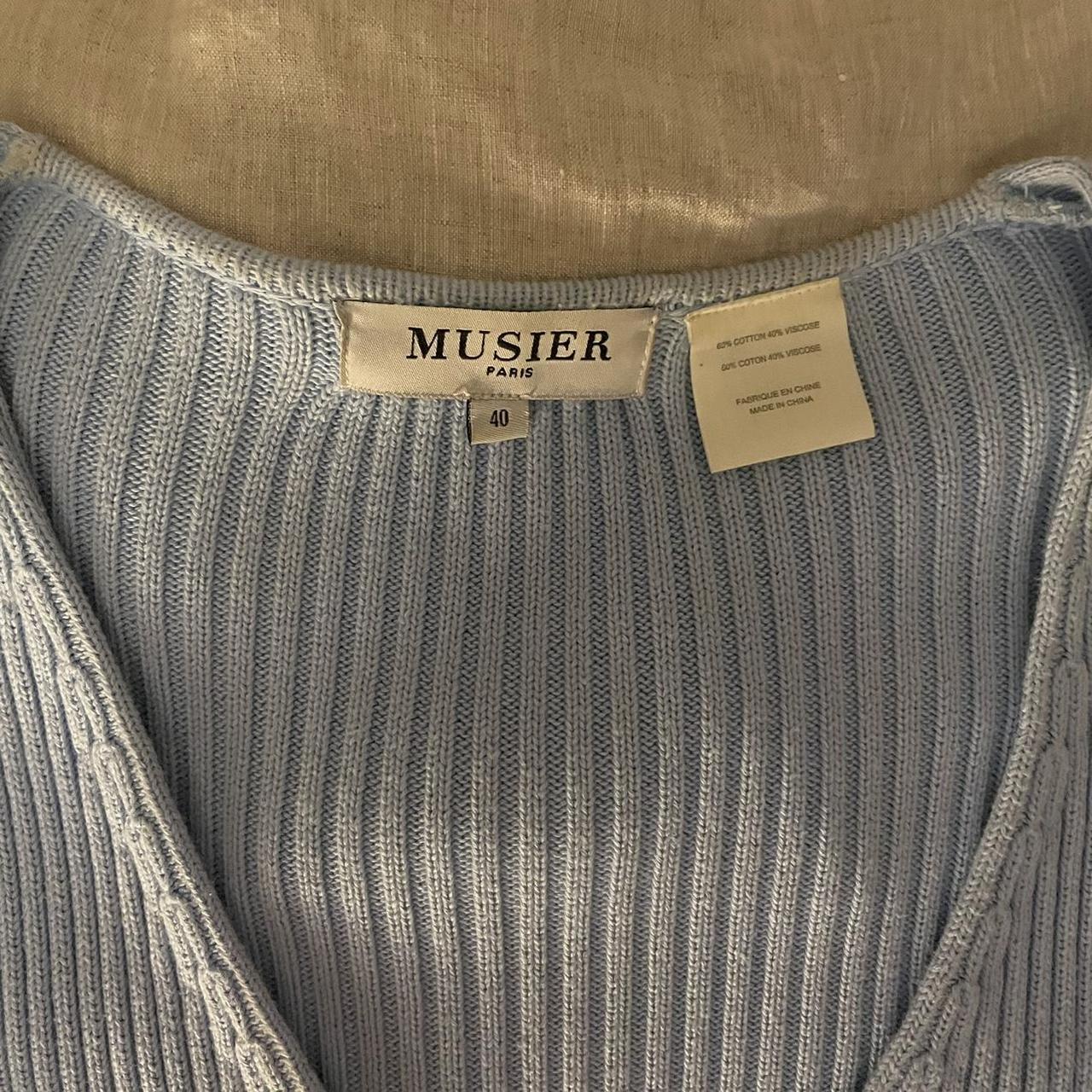 トップス MUSIER paris Musier Paris Clara Pearl Baby Blue Button Down | Depop