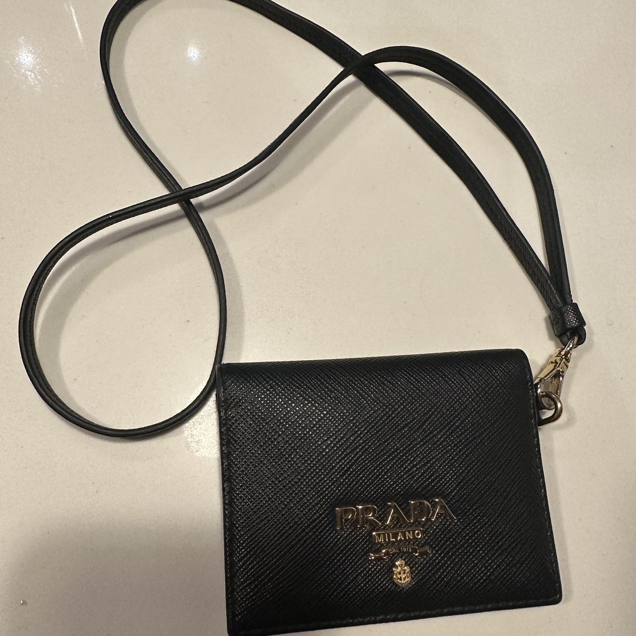 Orange Prada Saffiano leather Wallet with Strap - - Depop