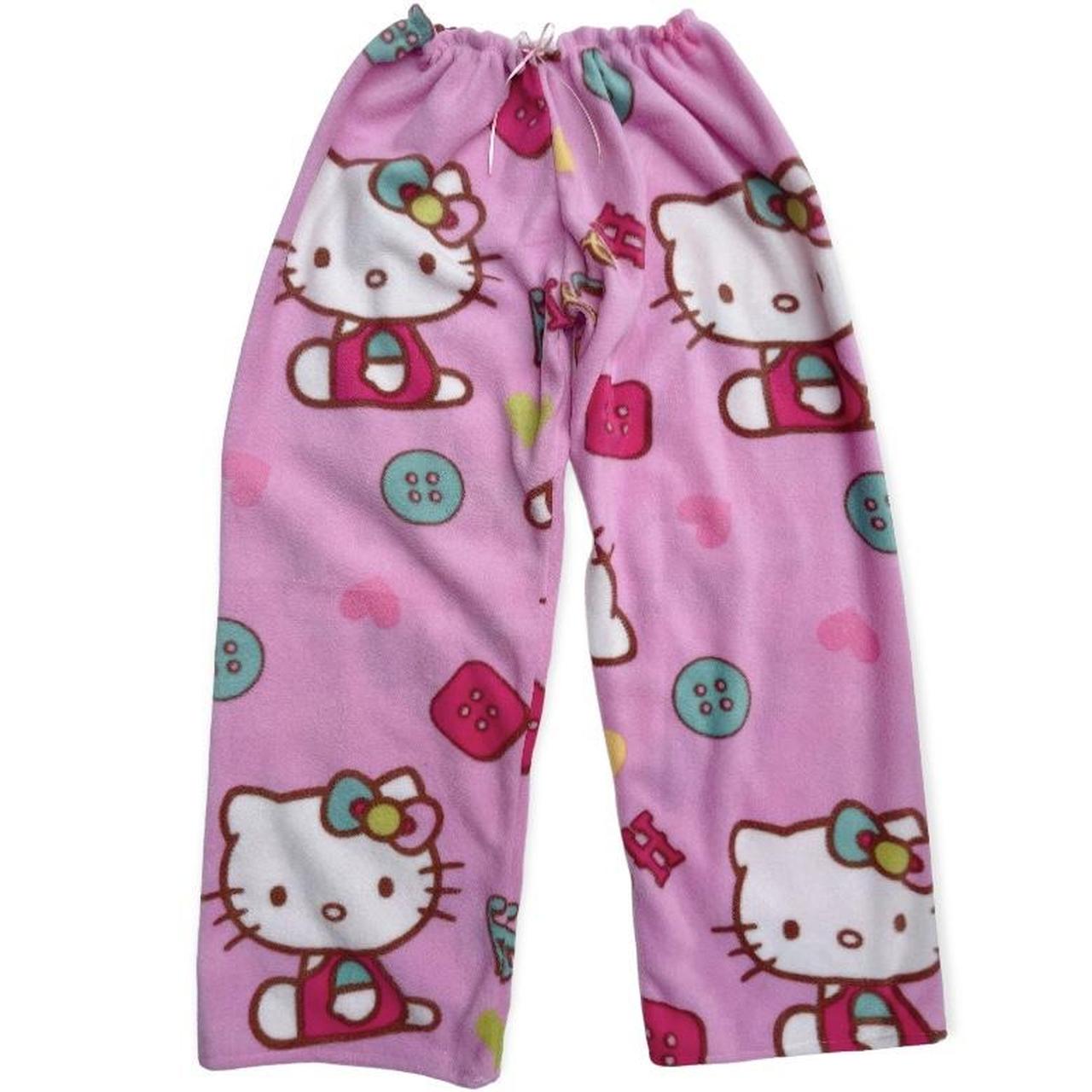 Handmade Pink Hello Kitty Pajama Pants with a pink... - Depop