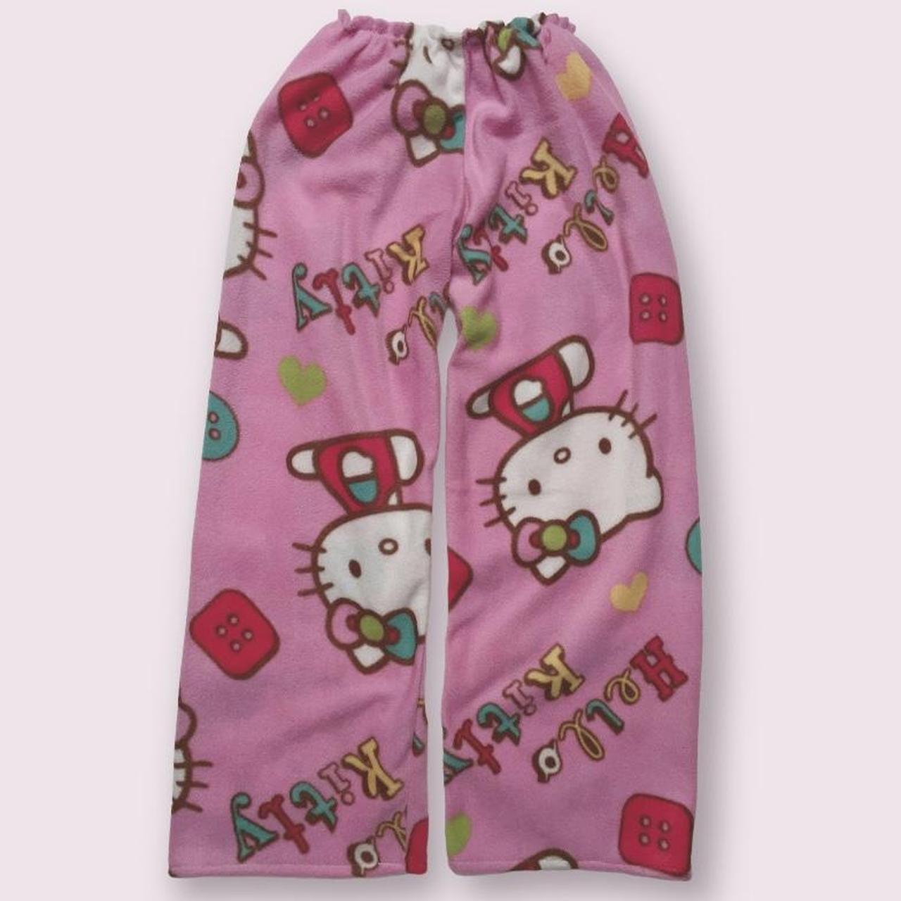 Handmade Pink Hello Kitty Pajama Pants with a pink... Depop