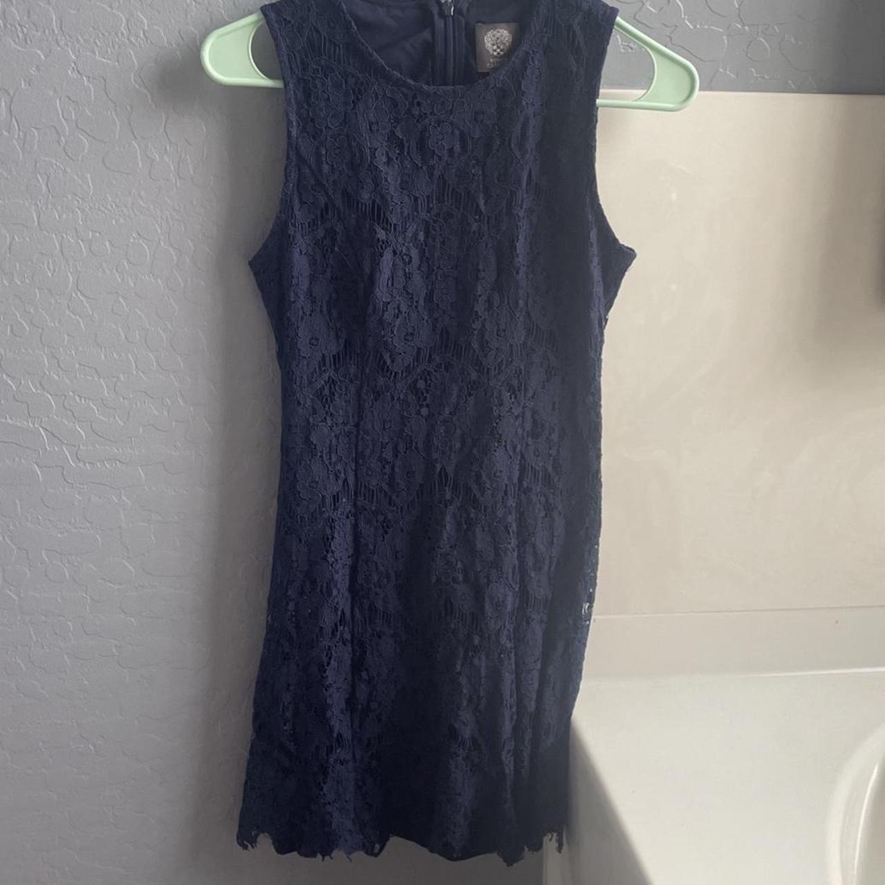 Vince Camuto Women's Navy Dress | Depop