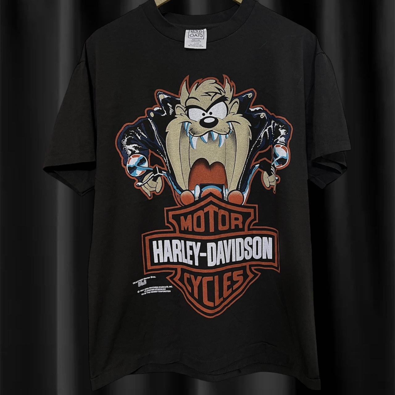 Modern Looney Tunez Taz Harley Davidson T-Shirt | Depop