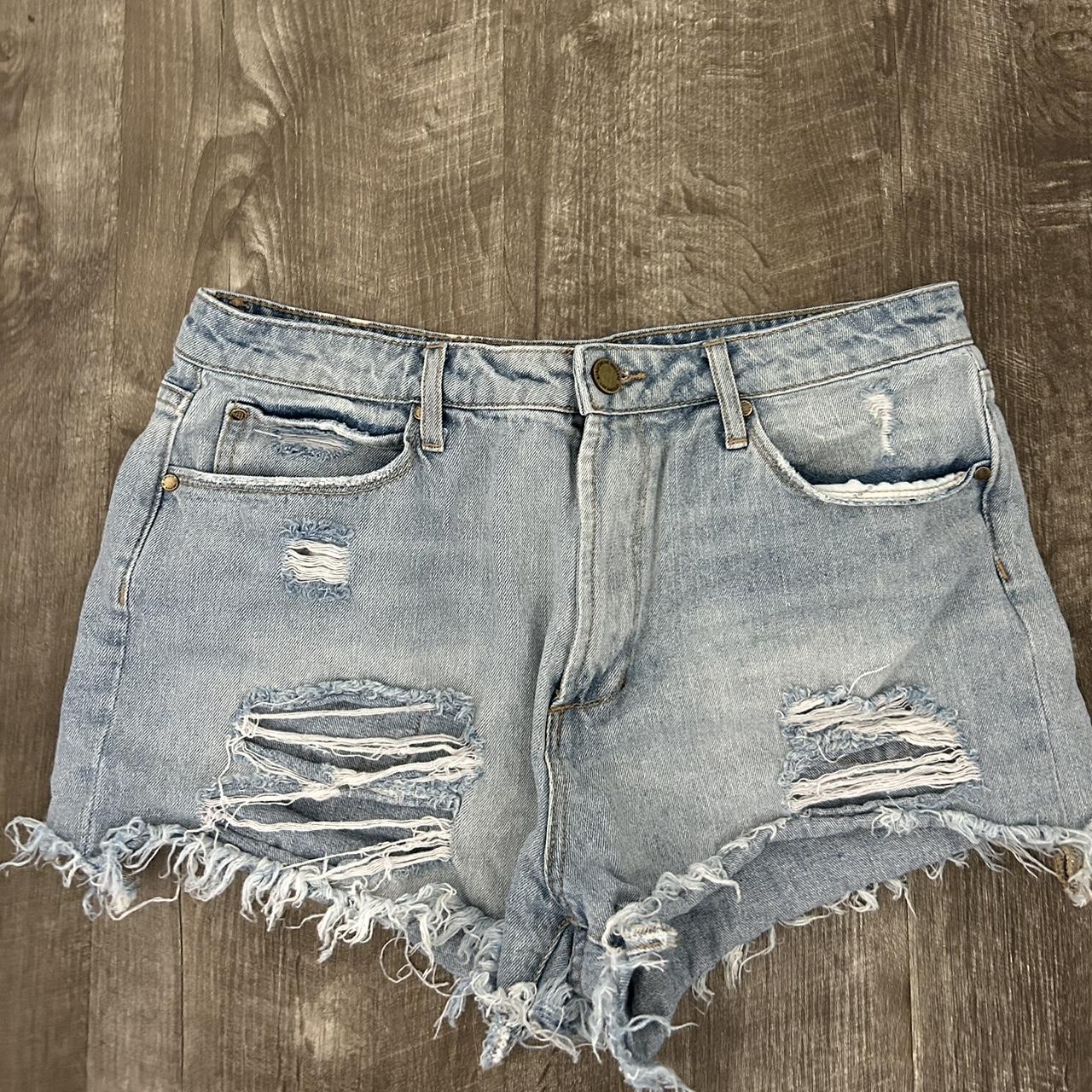 articles of society light wash denim shorts worn... - Depop