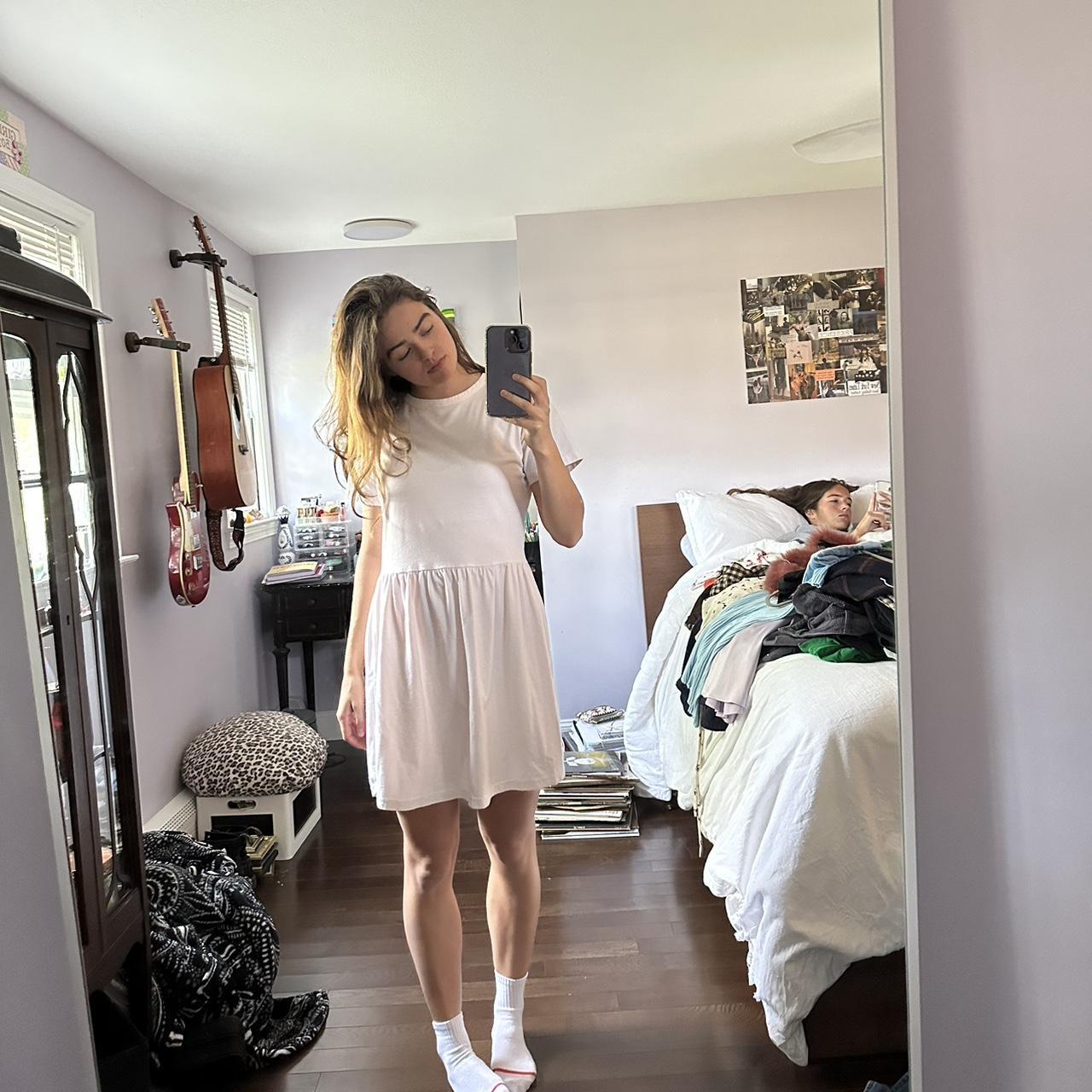 light pink smock dress cute casual Depop