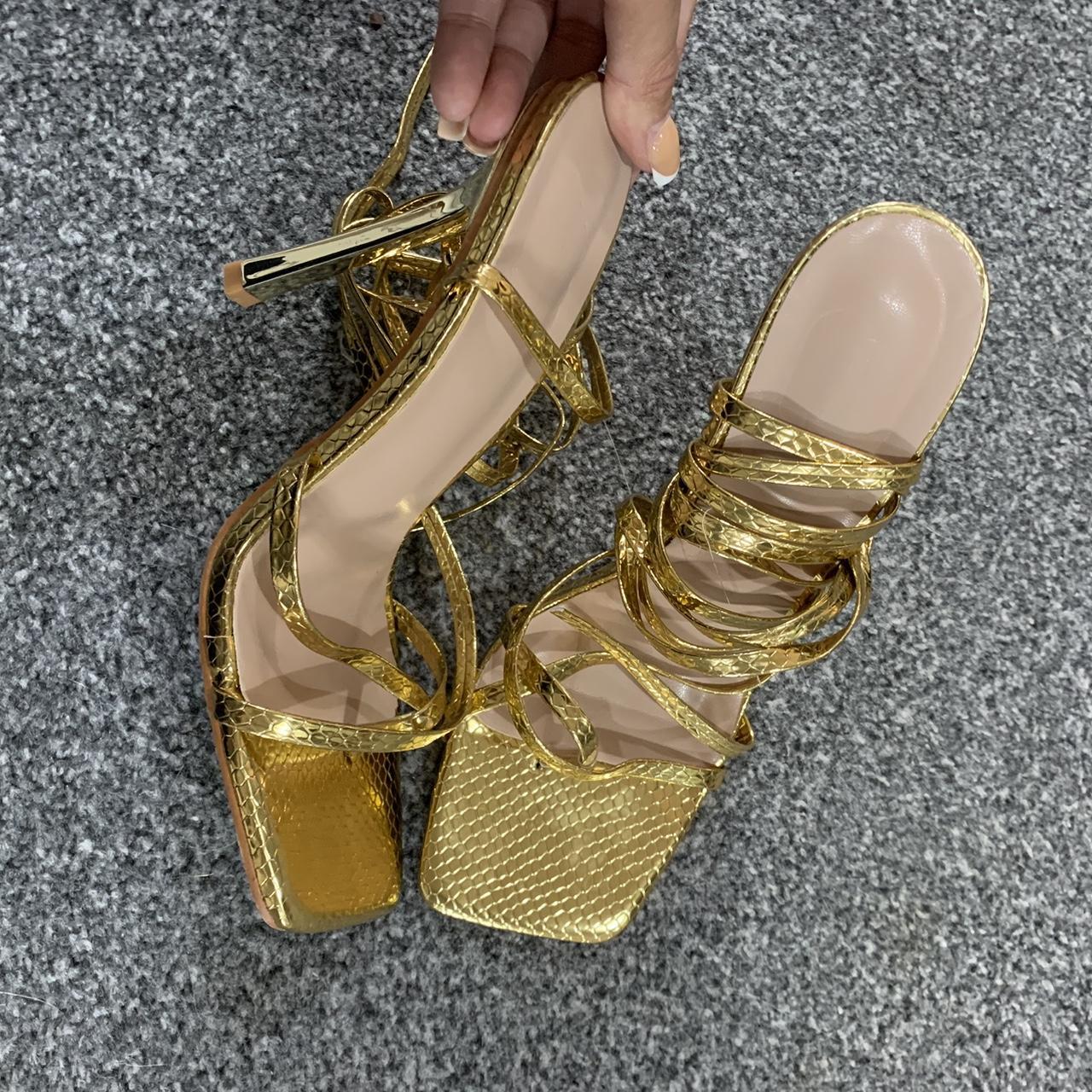 Shein gold lace up, Heels size or like new
