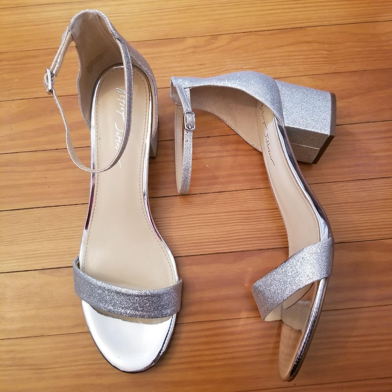 Betsey Johnson 11M MIRI Silver Sparkle Heels Open Depop