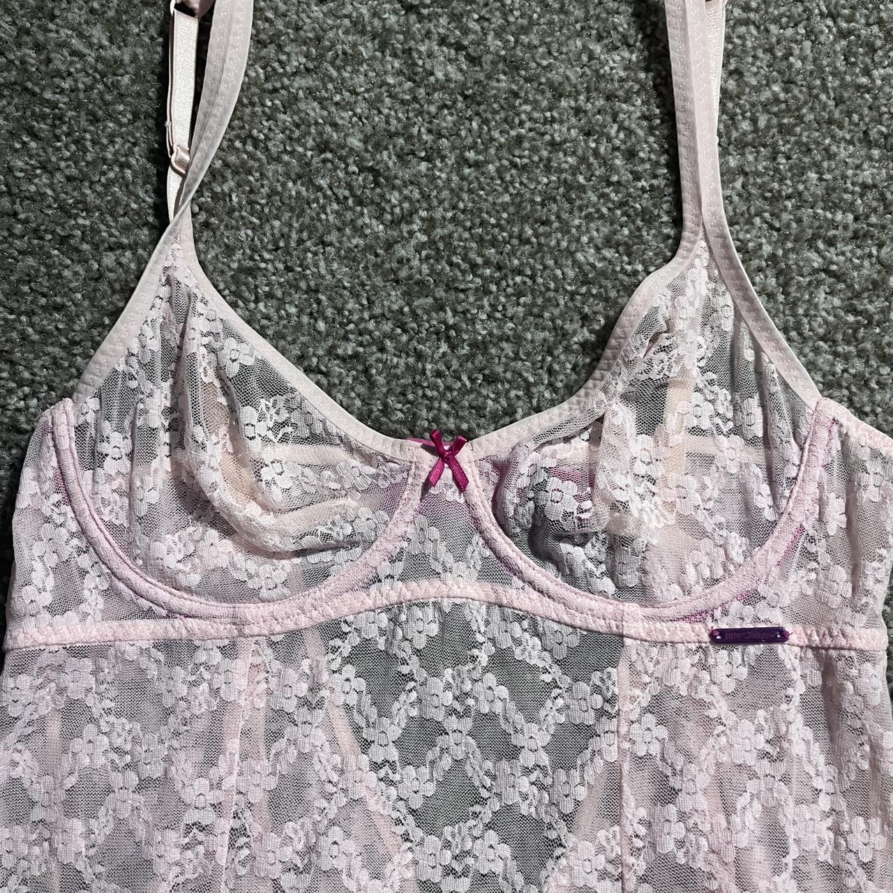 Betsey Johnson pink lace lingerie Size medium, fits... Depop