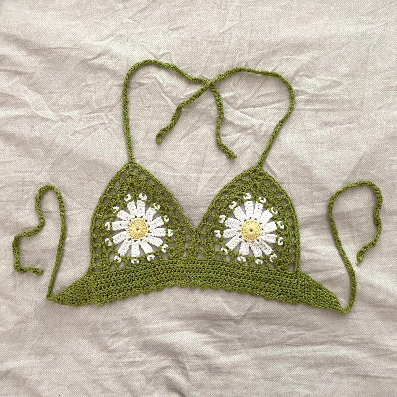 White Floral Embroidered Crochet Bralette Top