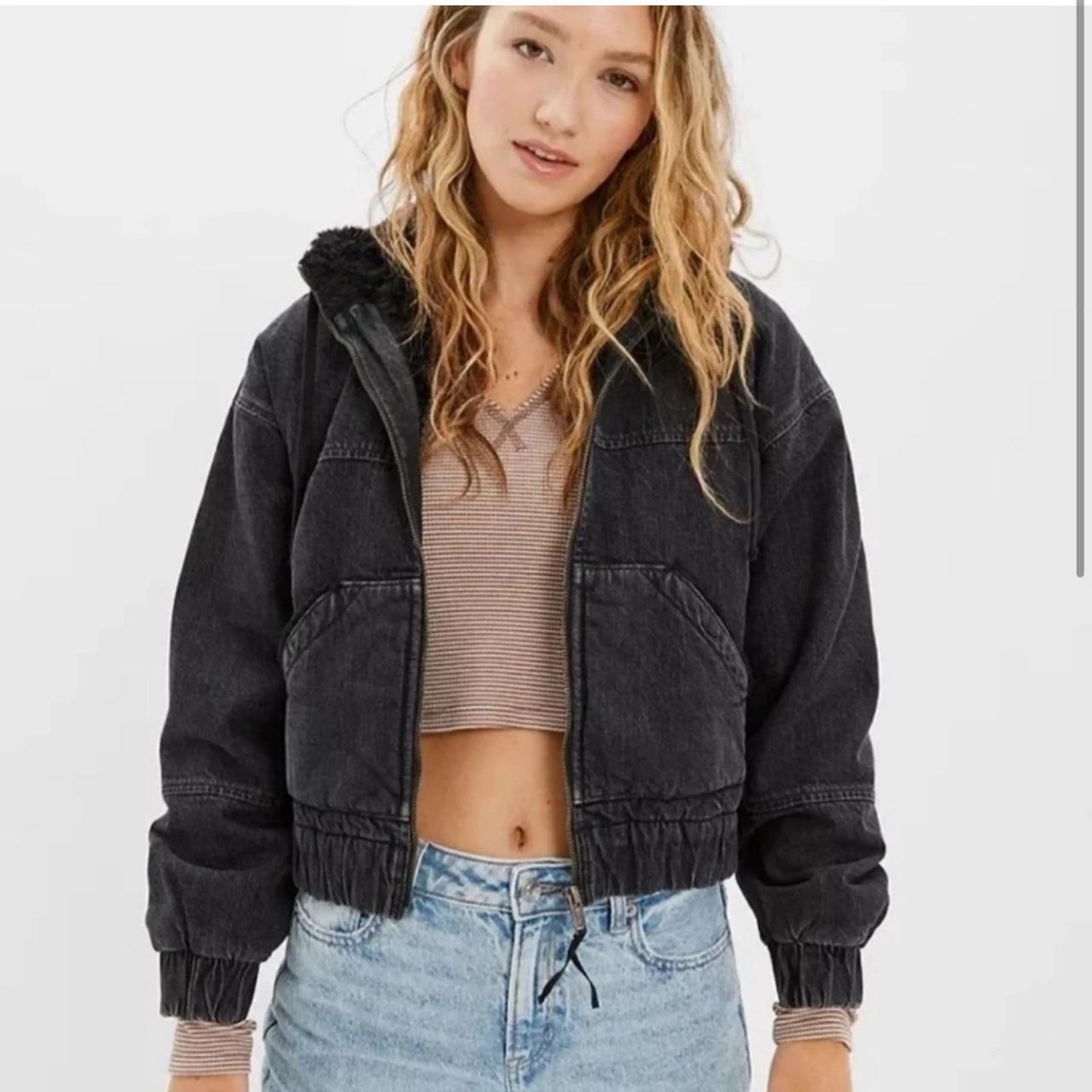 Black jean jacket american eagle best sale