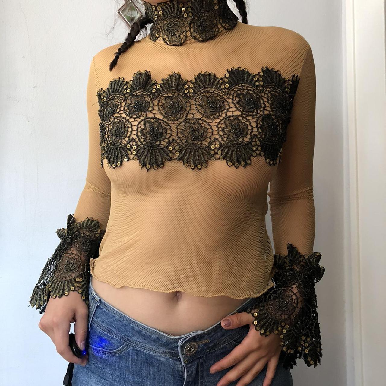 Women's Black and Tan Blouse