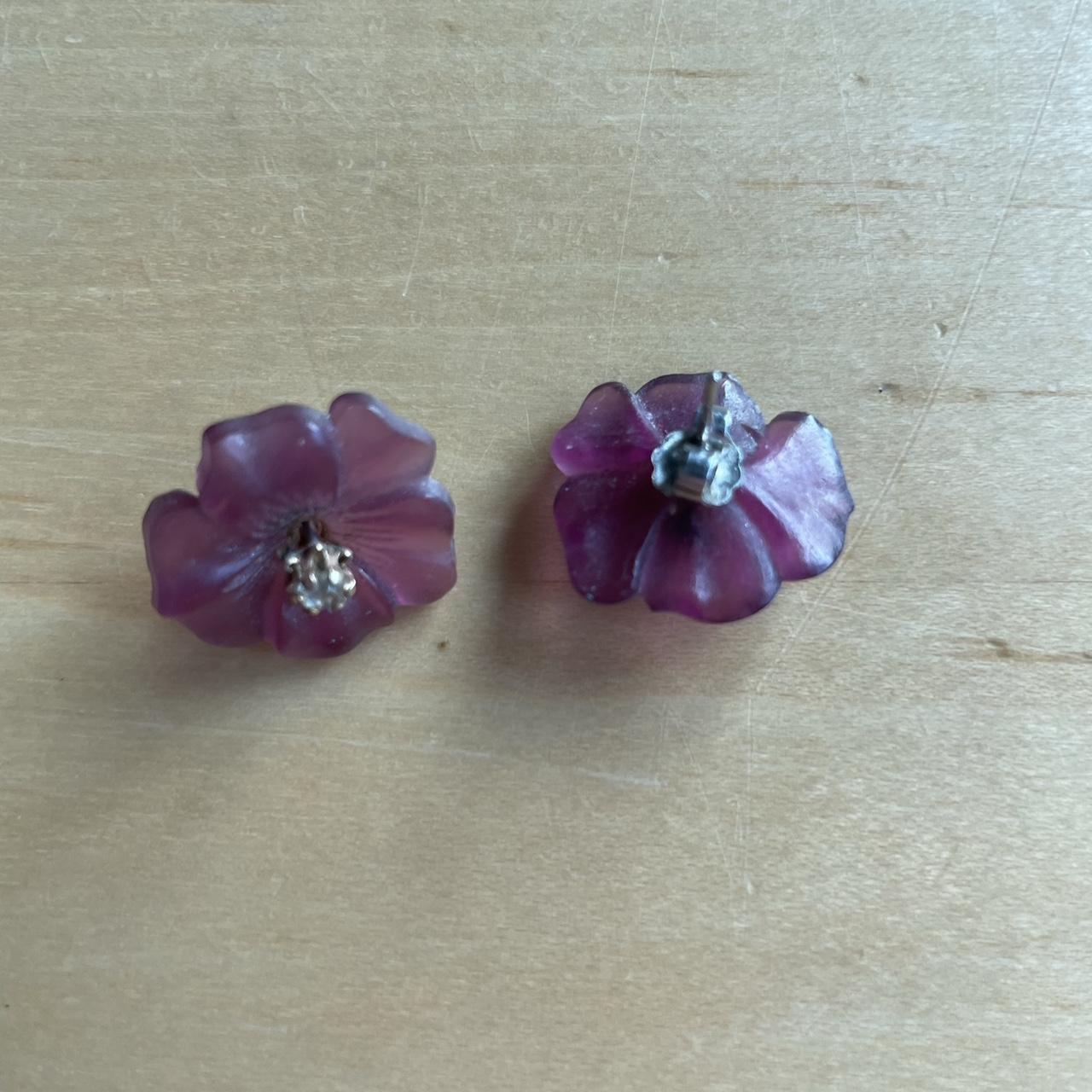 Plastic flower earrings, studs 1” wide or... Depop