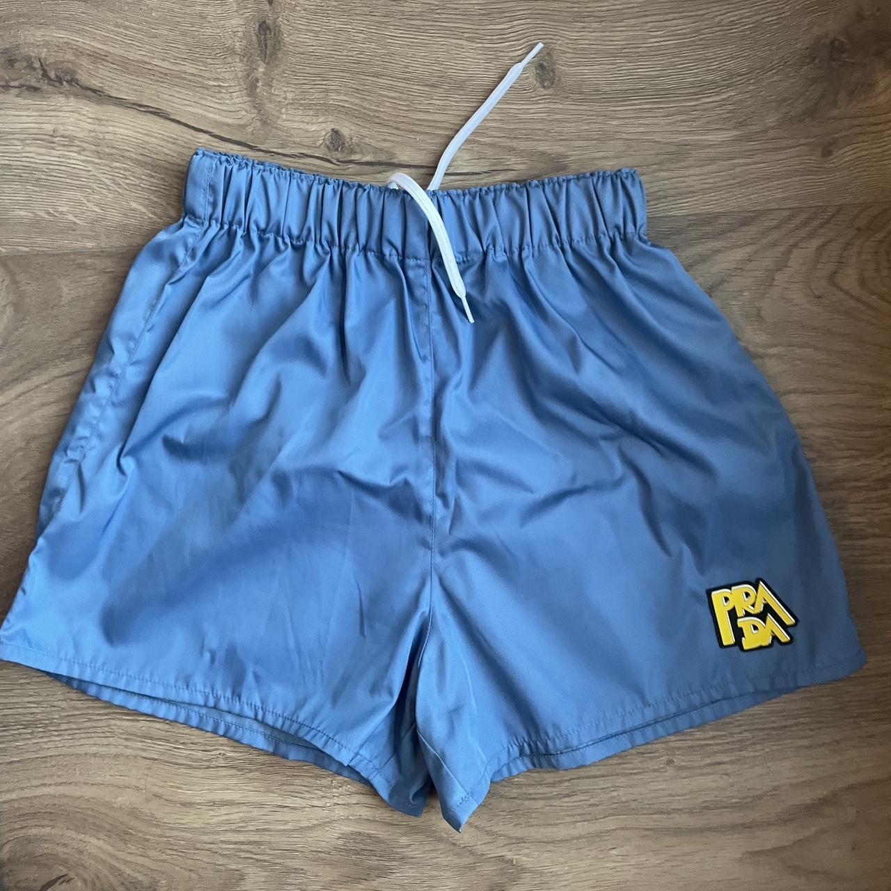 Prada logo patch nylon shorts. Size IT 38. Great... - Depop