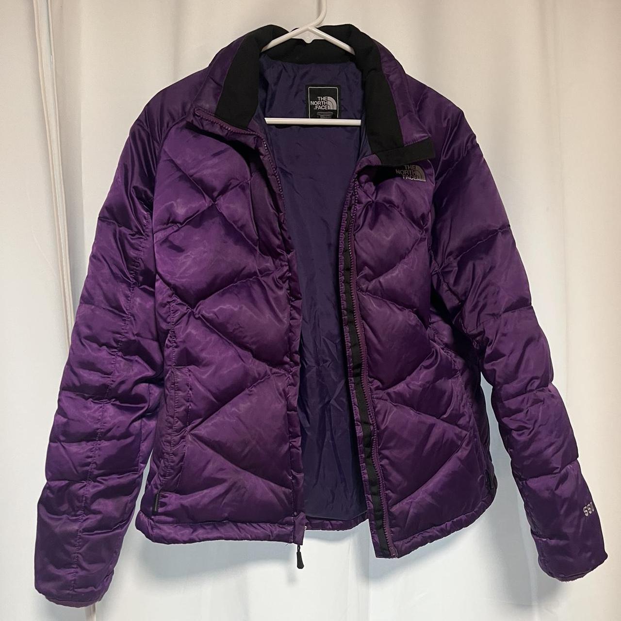 The North Face bright purple puffy coat. Warm cozy... - Depop