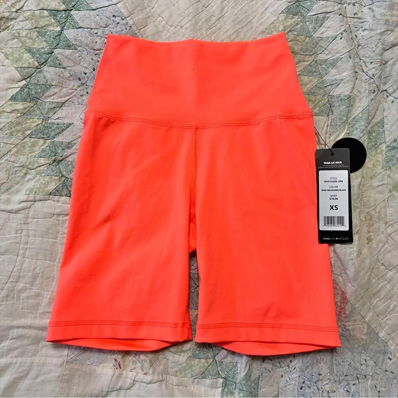 NWT Yogalicious Bike Shorts XS Bright orange pink - Depop