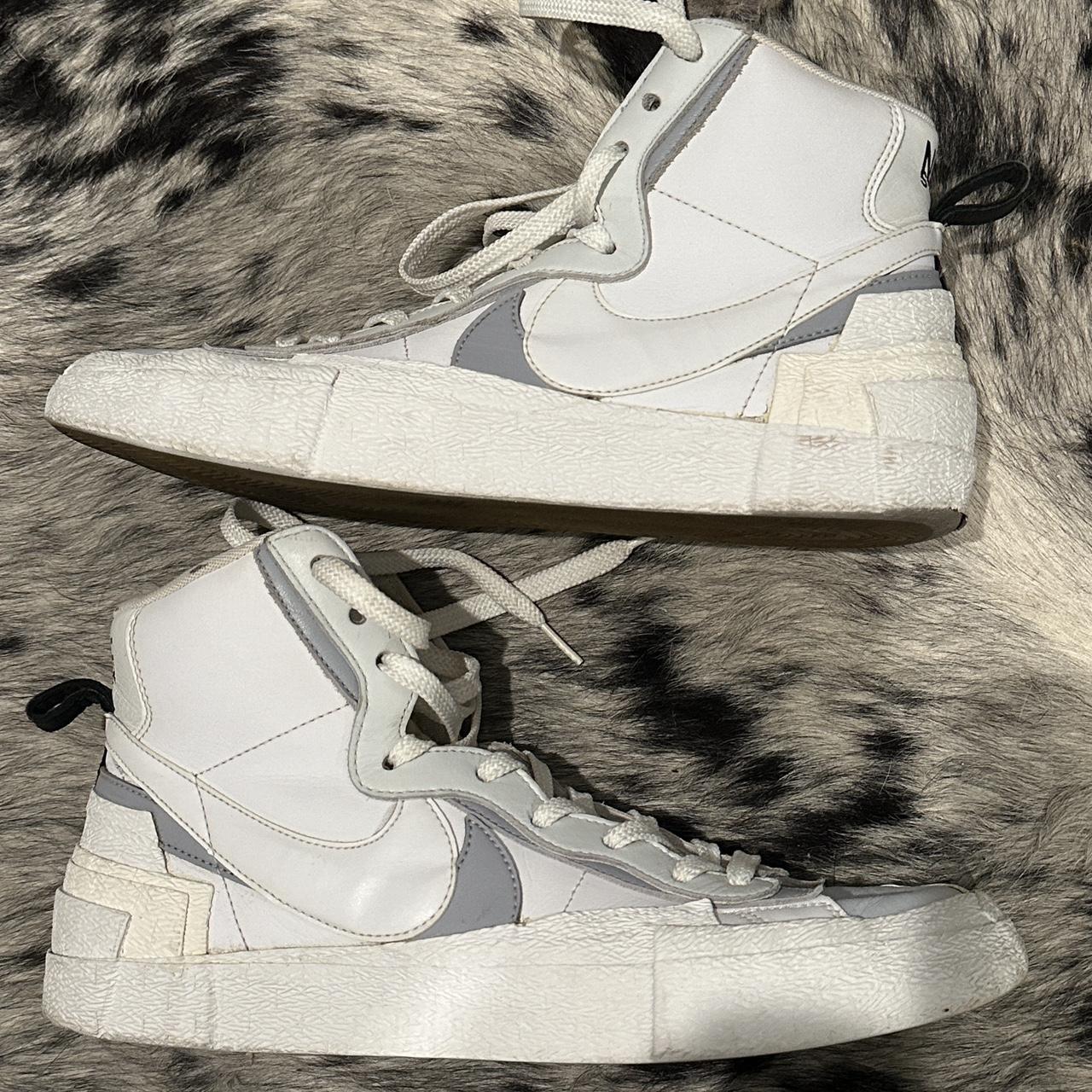 Nike X Sacai Blazer mid white and grey - Depop