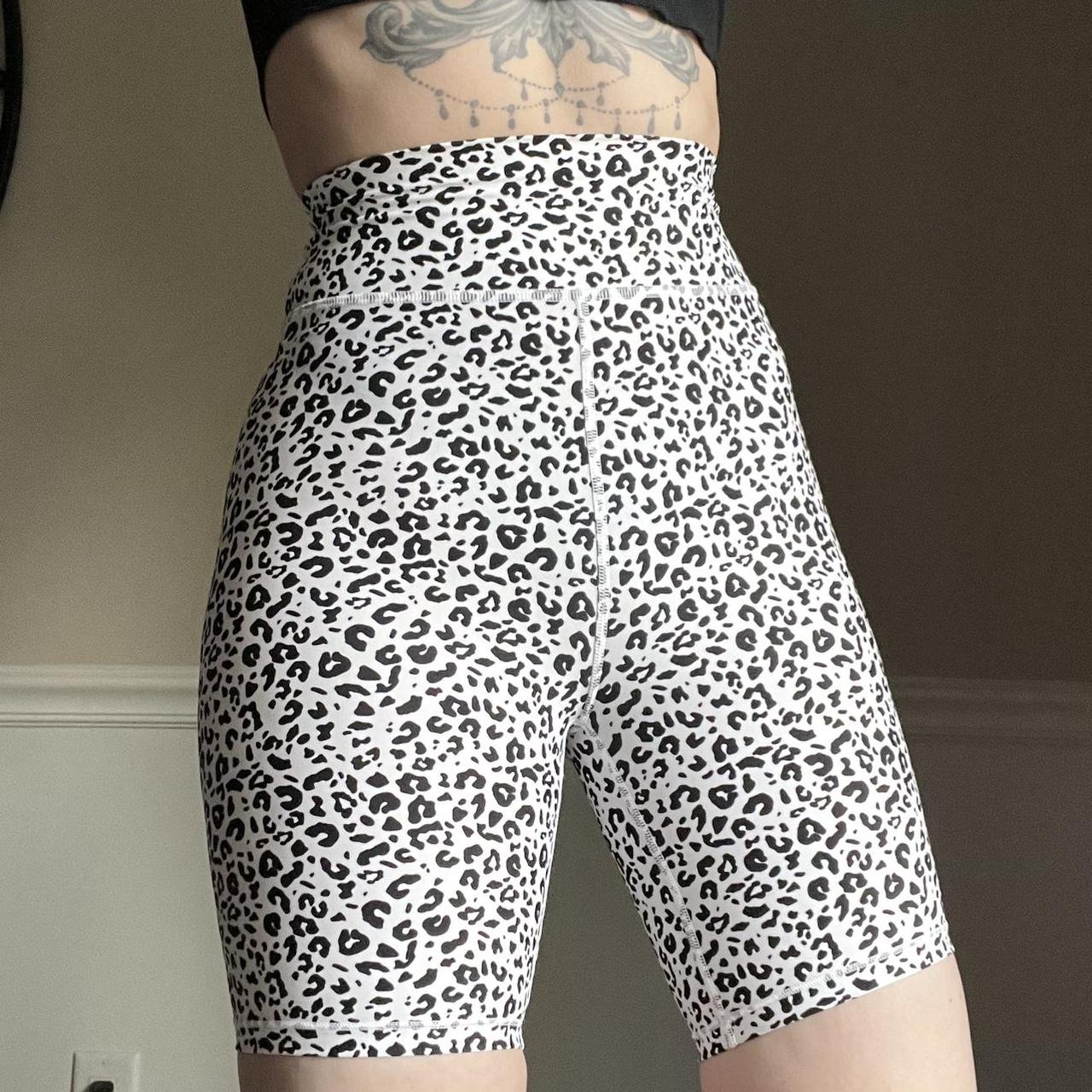 WHITE FOX white leopard bike shorts 🖤worn twice,... - Depop