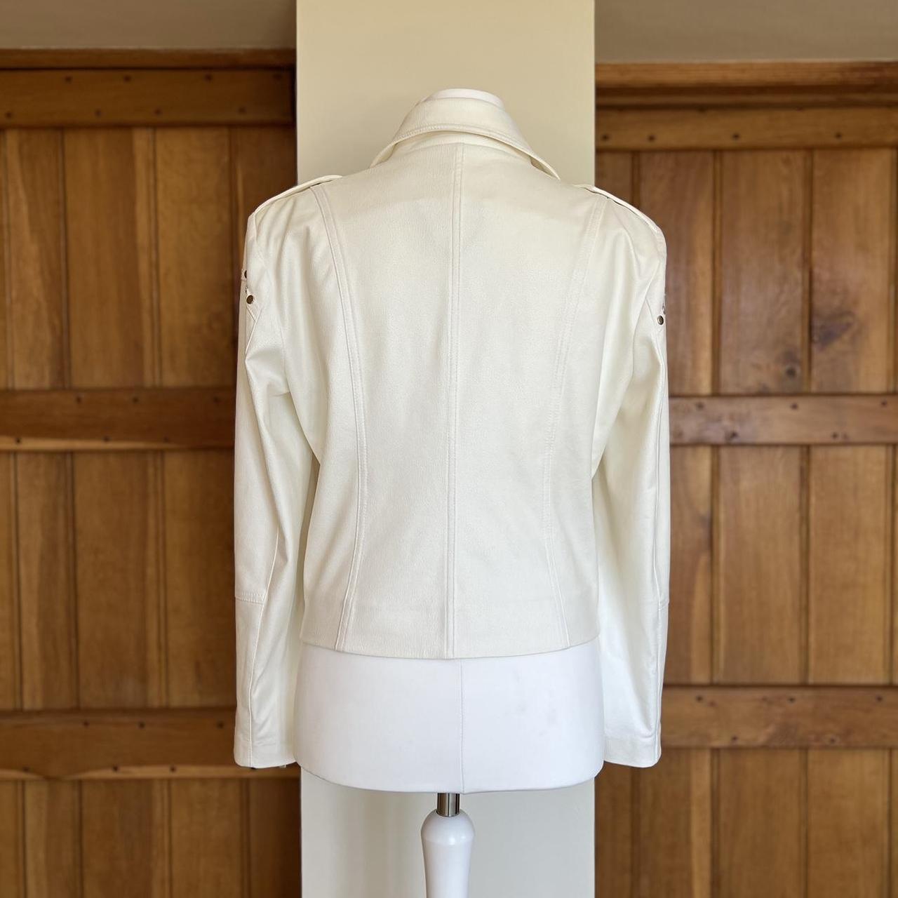 carla Lady handsome jacket（White） EXTENZO PARIS White 'Carla' Faux Leather Biker | Depop