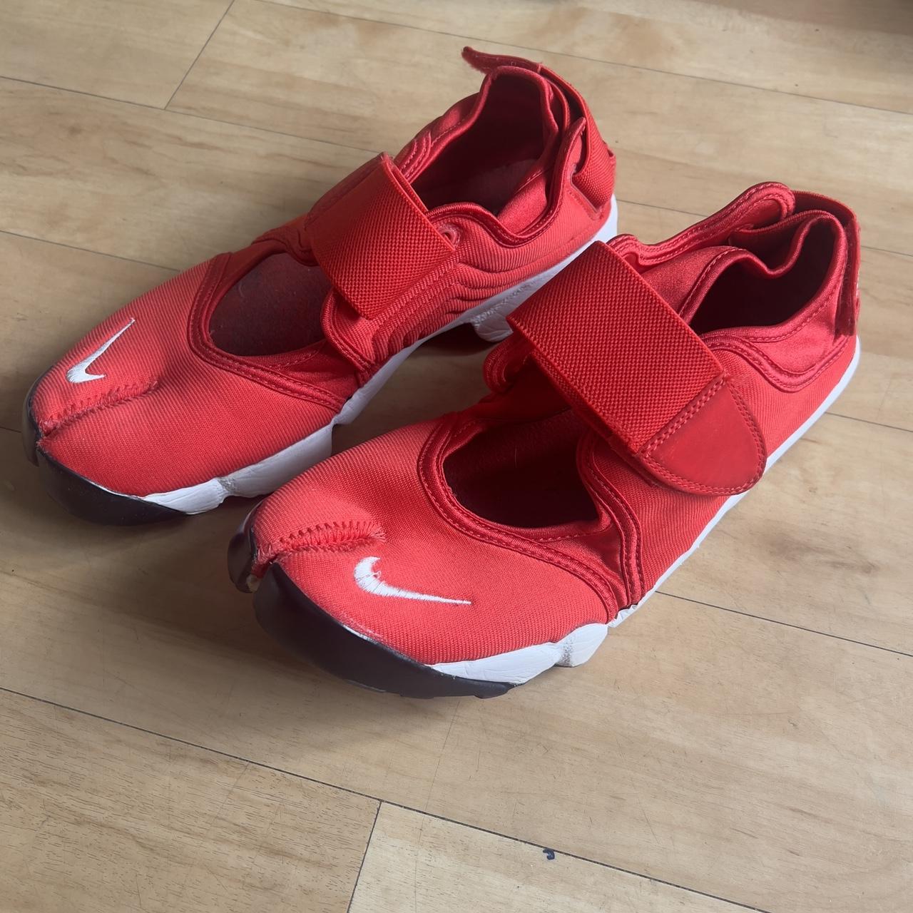 y2k nike air rift split toe tabi trainers in red and... - Depop