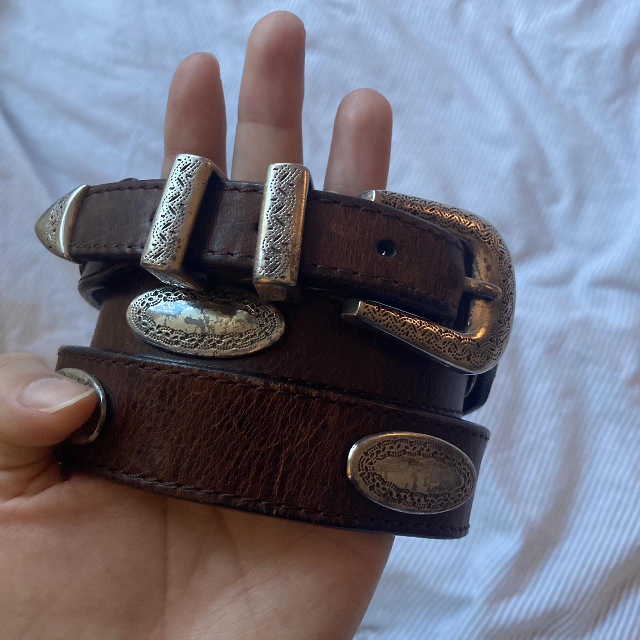 Western Leather Belt For Women - Brown Cowgirl Belt With Alloy Buckle, Adjustable Up To 48 Inches