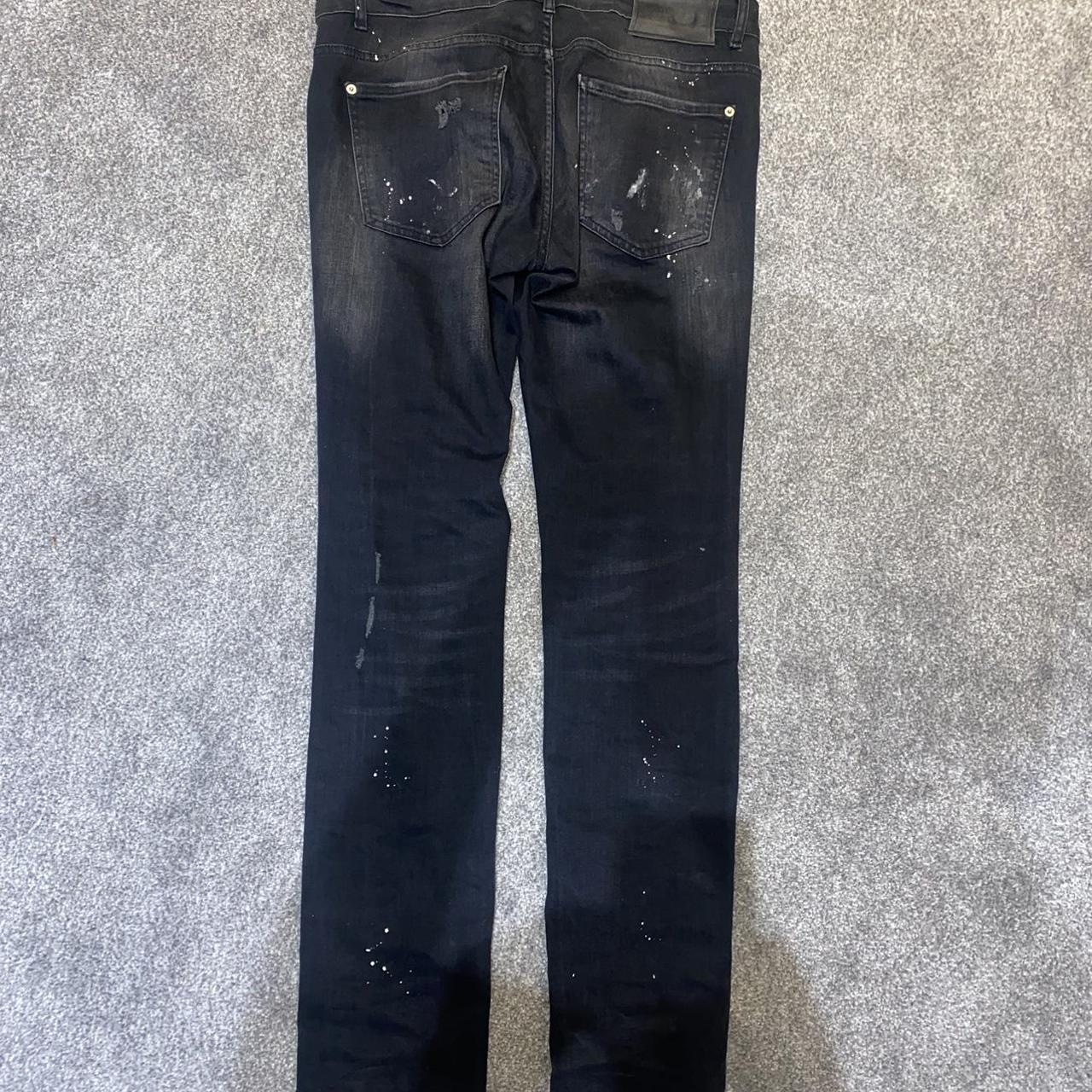 DSQUARED black paint splatter ripped jeans Size 38... - Depop
