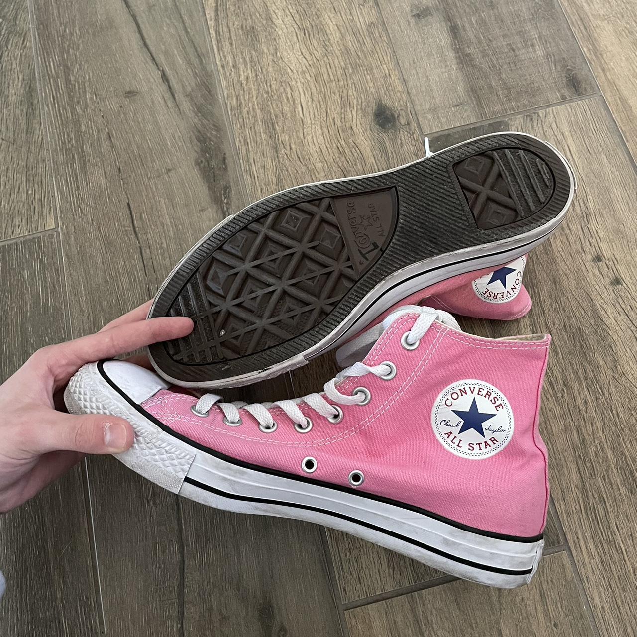 pink high top converse! a bit flawed with some... - Depop