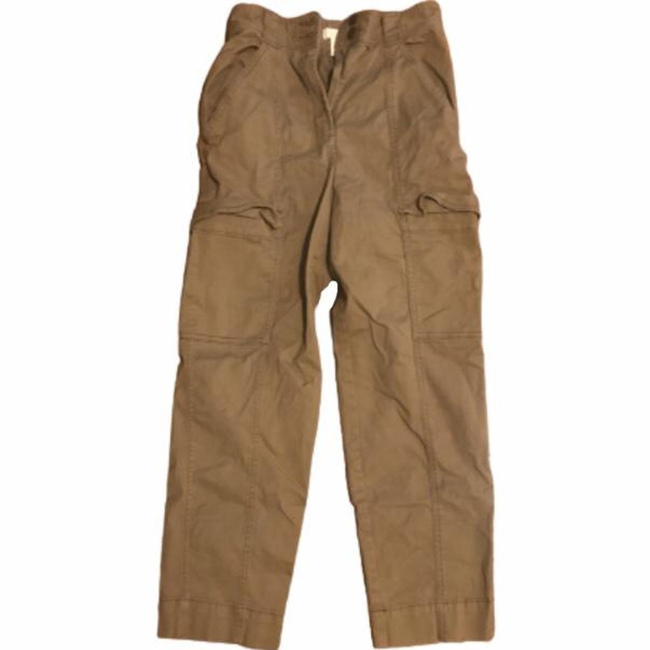 h&m high rise tan cargo pants fits small-medium - Depop
