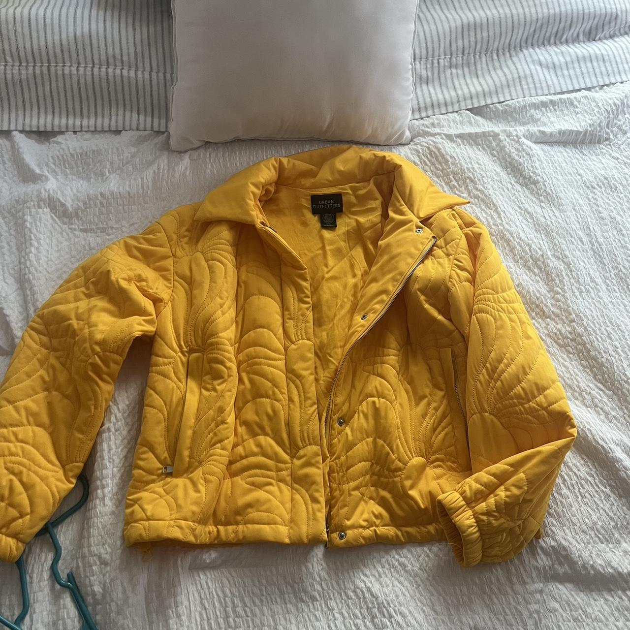 Urban outfitters quilted jacket Yellow... Depop