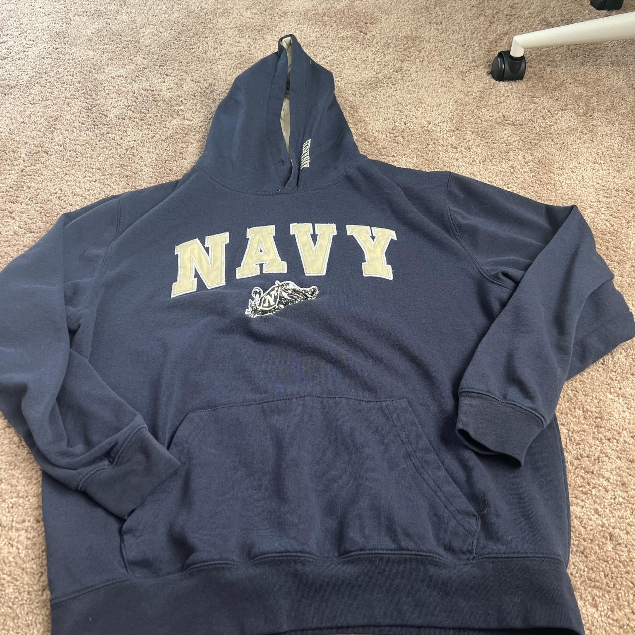Men's Navy and Gold Hoodie | Depop