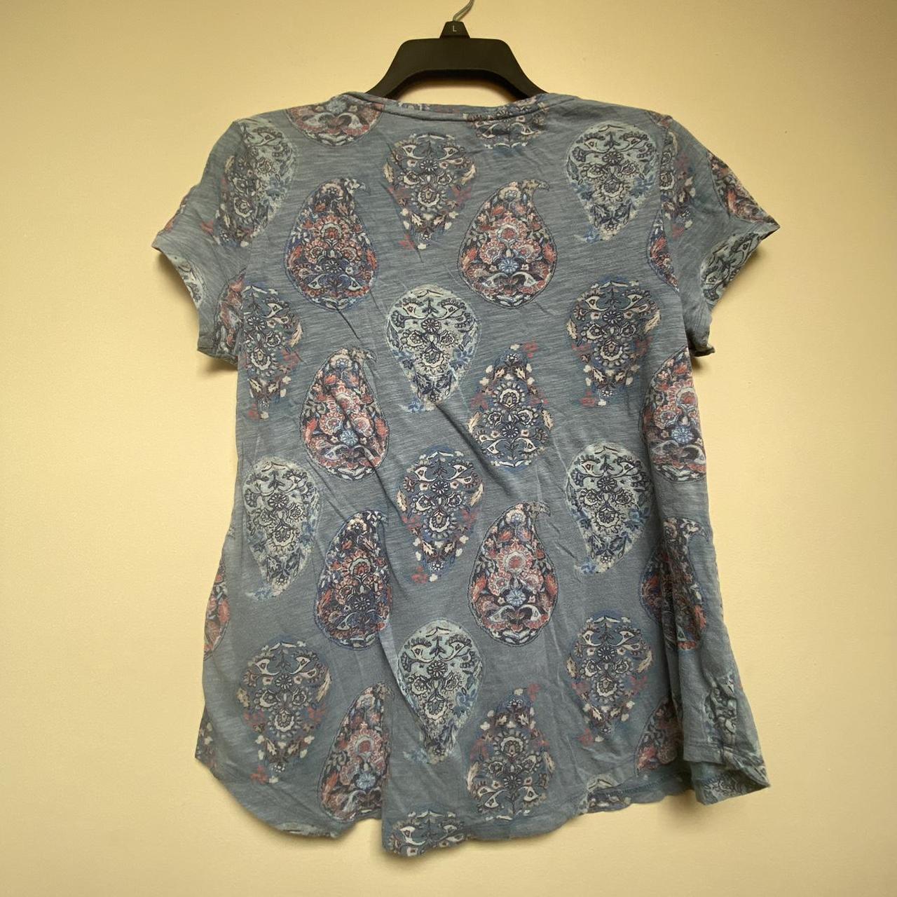 Lucky Brand Blue Paisley Scoop Neck Tunic Tank - Depop