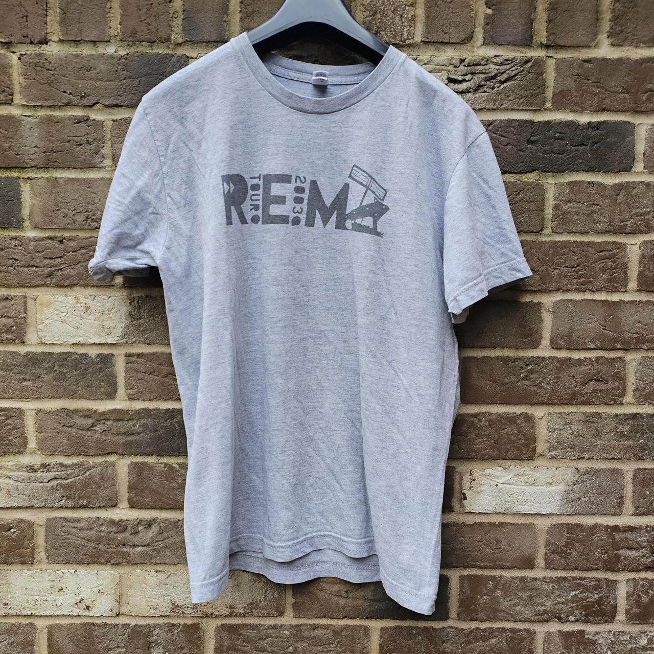 American Apparel R.E.M. 2003 Tour T-shirt Grey... - Depop