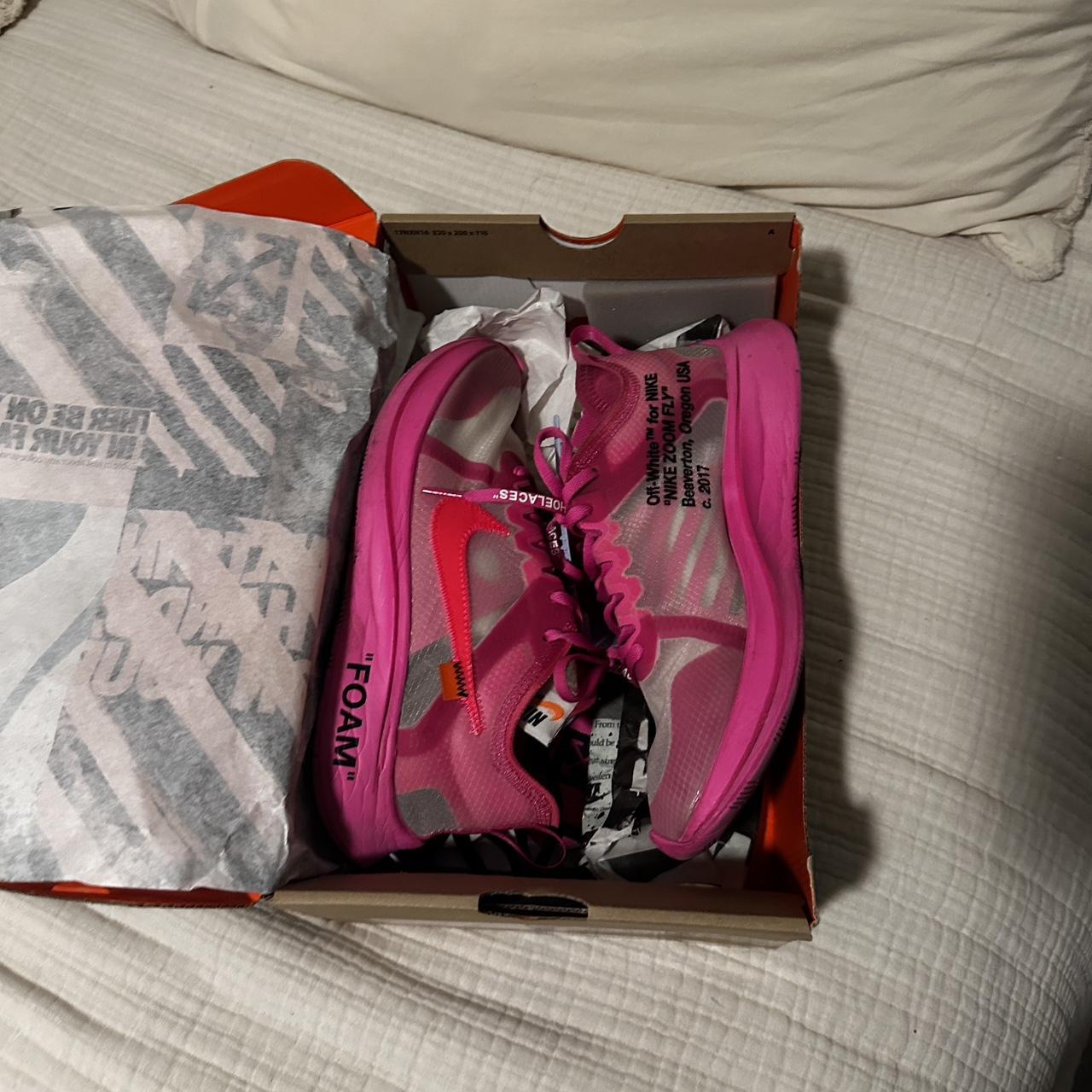 off white nike zoom fly tulip pink