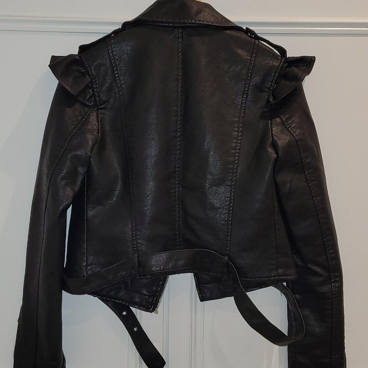 Flamant Rose Faux Leather Women Size XS Jacket Biker... - Depop