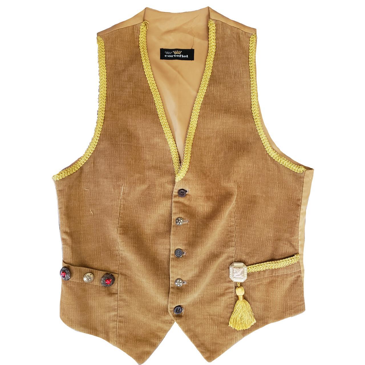 Cortefiel Men's Brown and Gold Gilet (3)