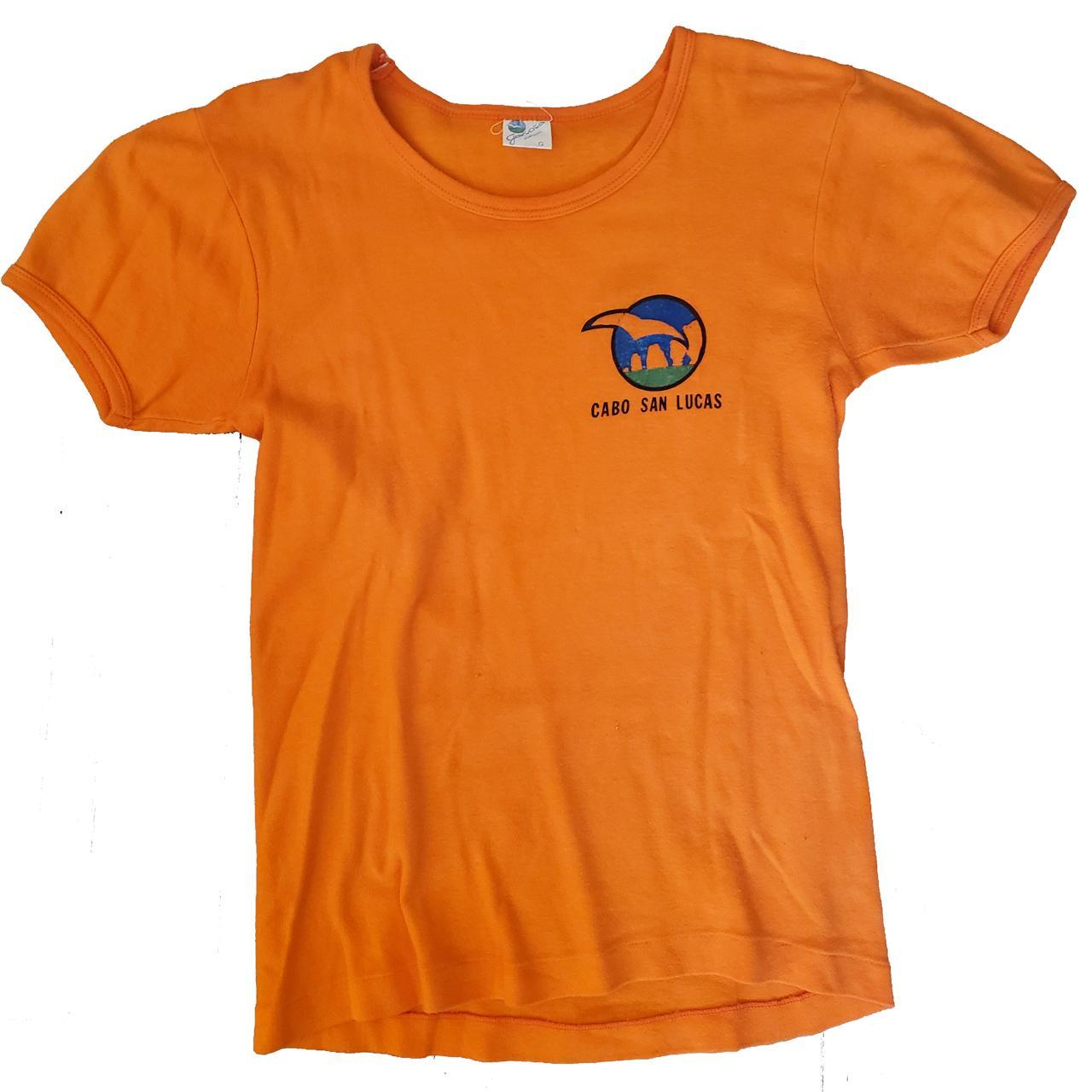 Vintage 70s 80s Orange RINGER T-SHIRT TEE Cabo San...