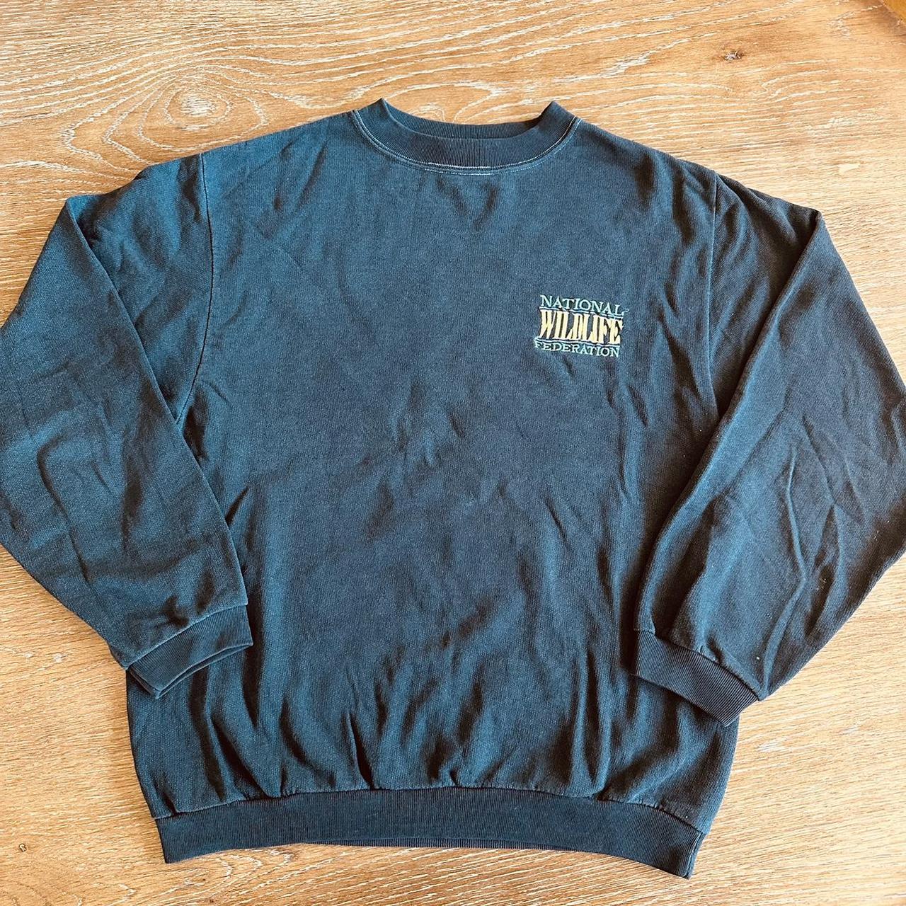 Vintage National Wildlife Federation Wolf Sweatshirt... - Depop