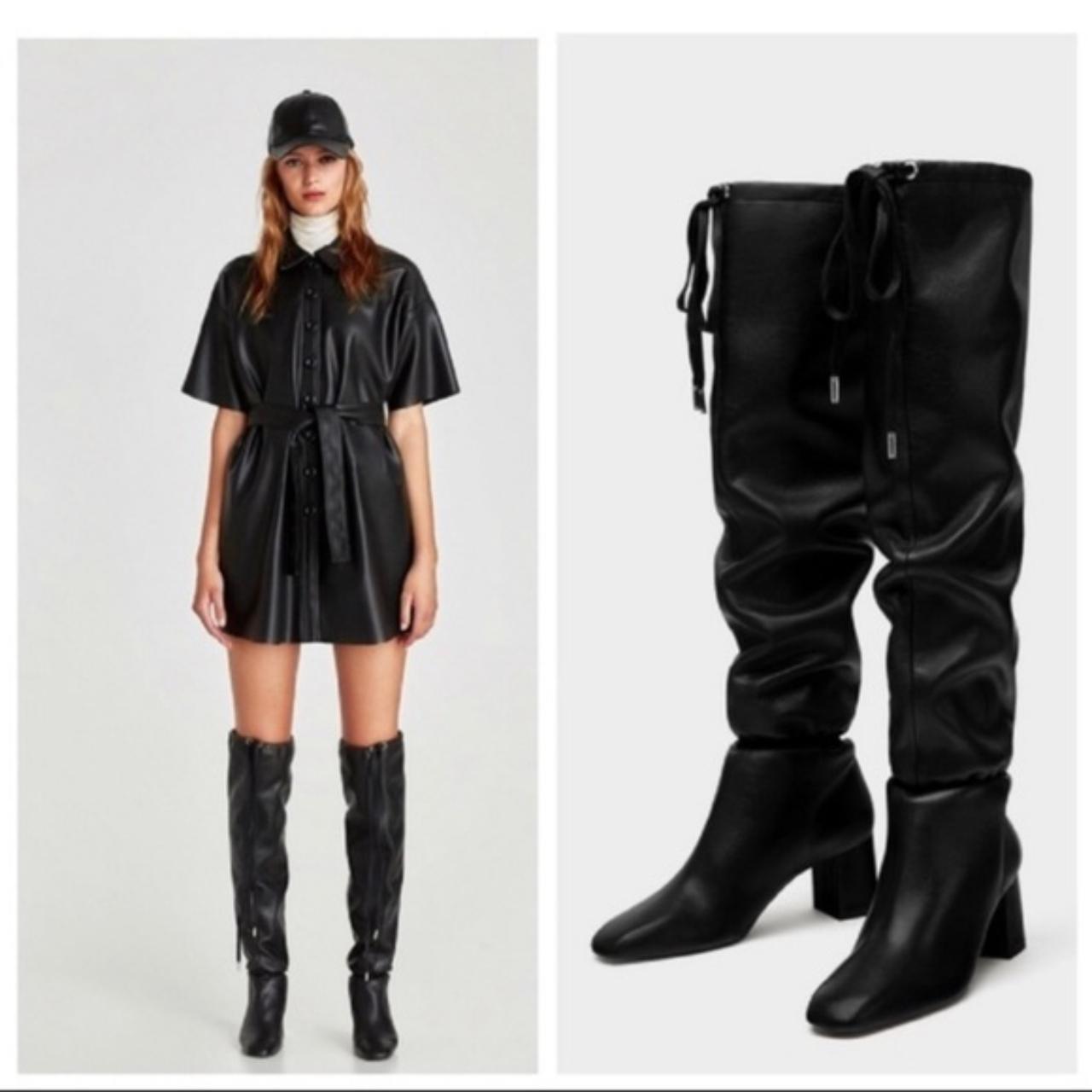 leather thigh high boots zara