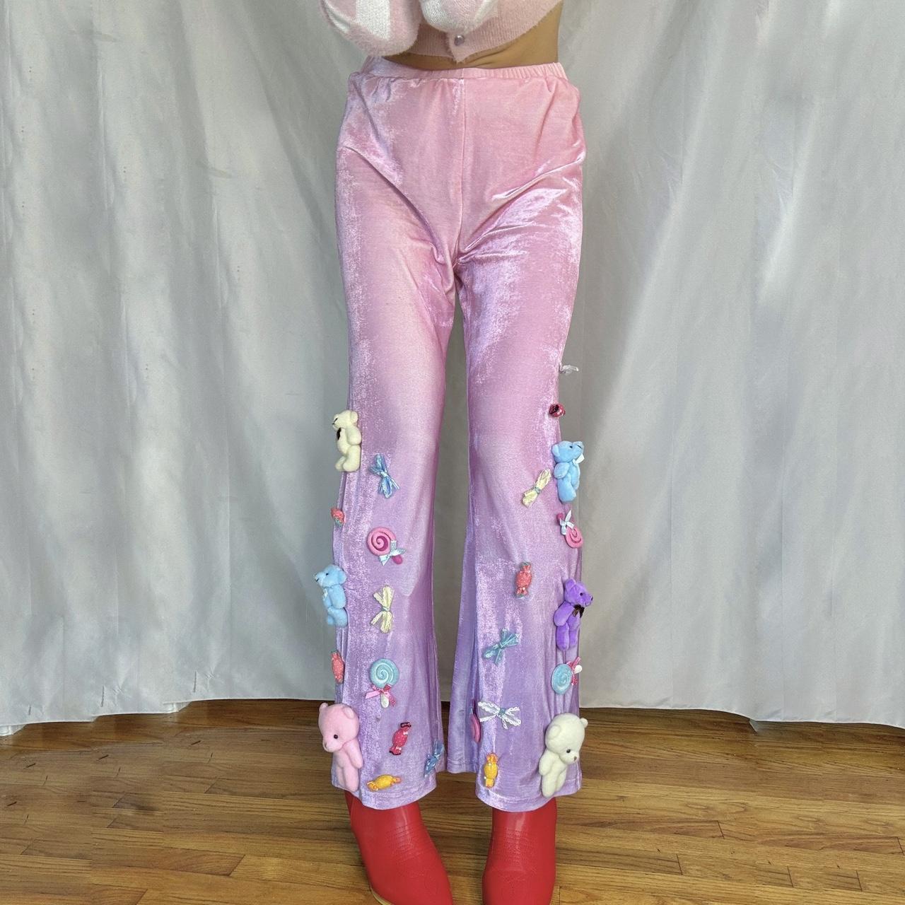 GOOD GRIEF！/Velor Wide Pants with Suspen Exnundod Womens Satin Silk Pants Colorful Chevron Lines Wide