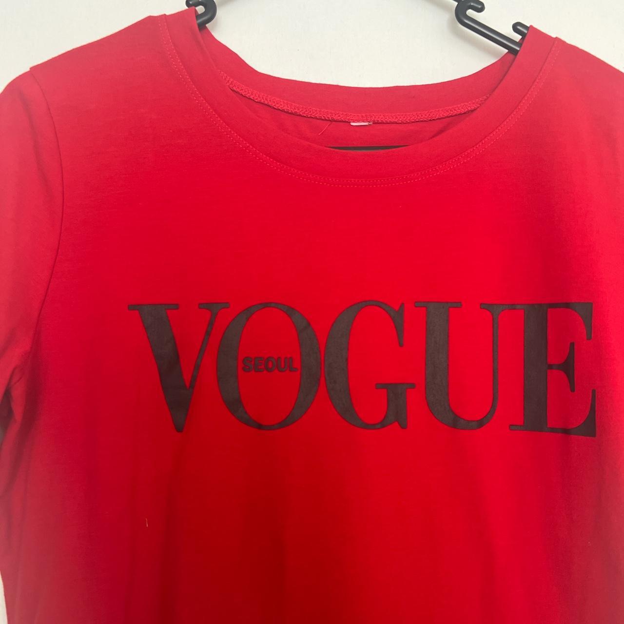 Red vintage Seoul Vogue Tee - Depop