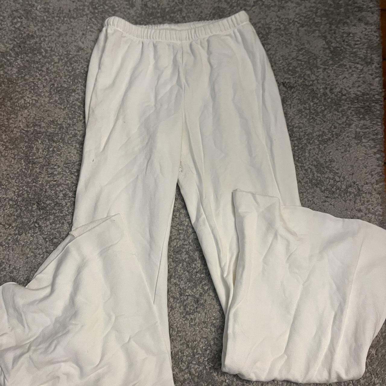 White aerie flare sweatpants. Perfect condition.... - Depop