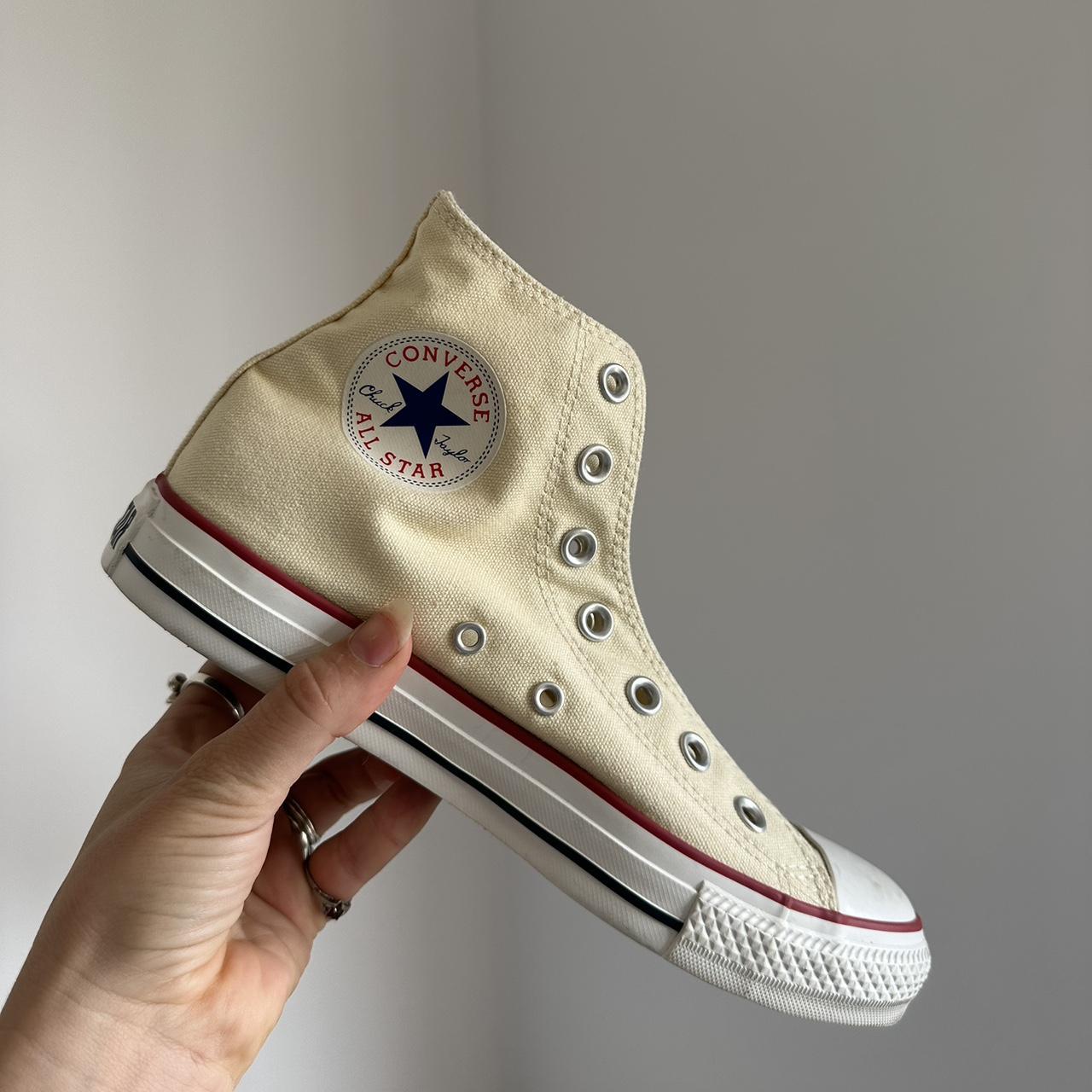 Old school cream converse all stars shoes - brand... - Depop