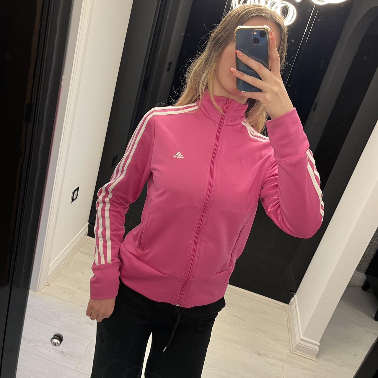 Pink stripe hotsell adidas jacket